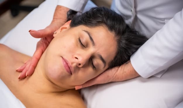 Patient getting examined