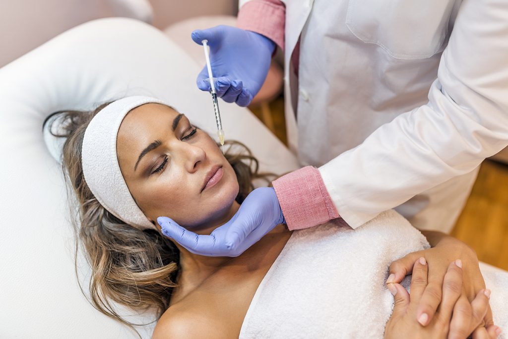 Woman being treated for a facelift