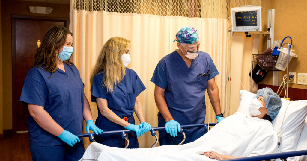 Dr. Parker and the OR team attending to a patient