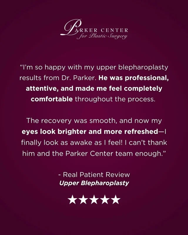 ✨ Brighter eyes, renewed confidence ✨

Upper blepharoplasty is one of our favorite procedures for helping patients look refreshed and awake without changing their natural appearance. Dr. Parker’s expertise and our supportive team make the journey smooth from start to finish. 💫

📩 Thinking about eye rejuvenation? Send us a DM to schedule your consultation today!

#UpperBlepharoplasty #EyelidSurgery #EyeRejuvenation #BlepharoplastyResults #facialrejuvenation