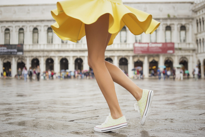 woman-wearing-yellow-skirt